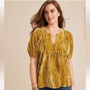 Maurice’s NWT Puff Sleeve Crushed Velvet Boho Blouse-Large